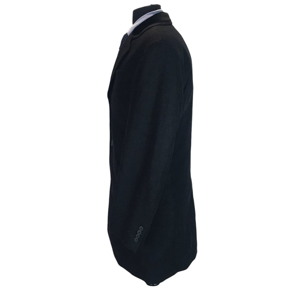 M&S Mens Wool Rich Overcoat Jacket Black Chest 38-40" Velvet Collar Business - Picture 2 of 12